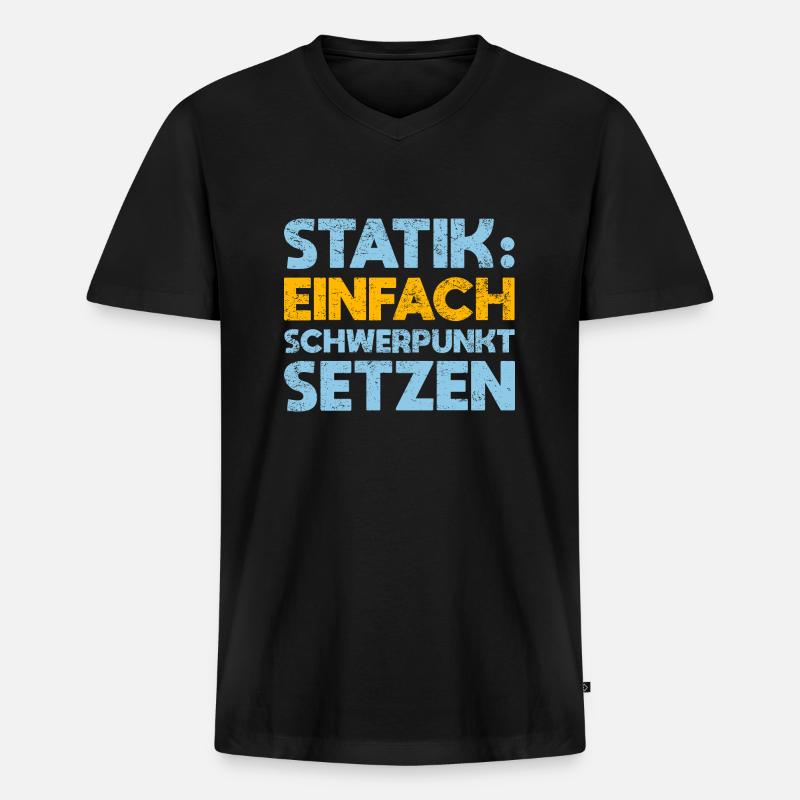 Statik: Einfach Schwerpunkt Setzen - Männer Premium Bio T-Shirt mit V-Ausschnitt - Schwarz
