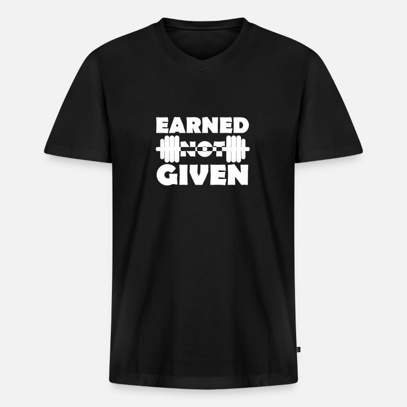 Earned Not Given - Männer Premium Bio T-Shirt mit V-Ausschnitt - Schwarz