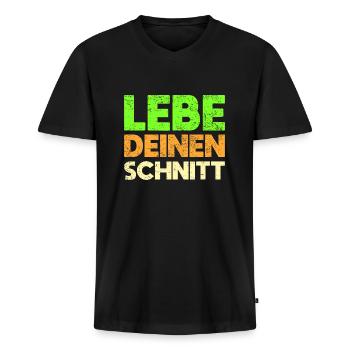 Lebe Deinen Schnitt - Männer Premium Bio T-Shirt mit V-Ausschnitt - Schwarz - Vorne - Nico (187cm)