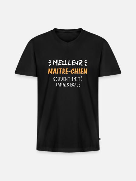 Maitre chien - T-shirt encolure en V Premium bio Homme - noir