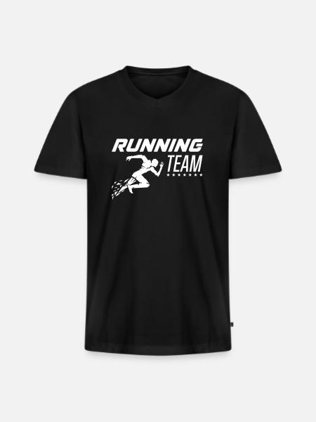 running team - Männer Premium Bio T-Shirt mit V-Ausschnitt - Schwarz
