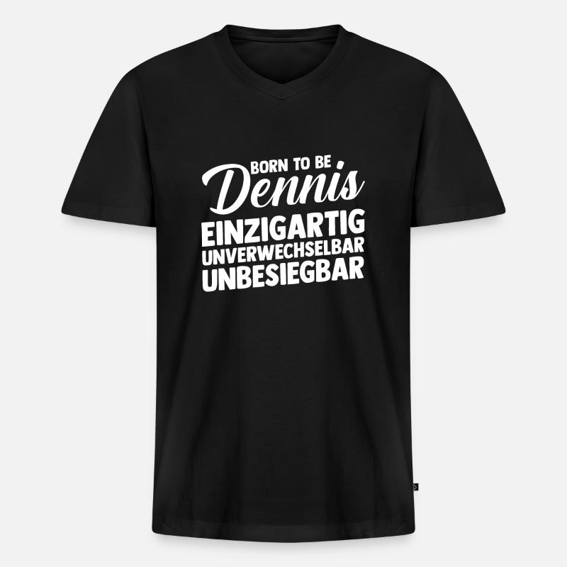 Vorname Dennis - Männer Premium Bio T-Shirt mit V-Ausschnitt - Schwarz