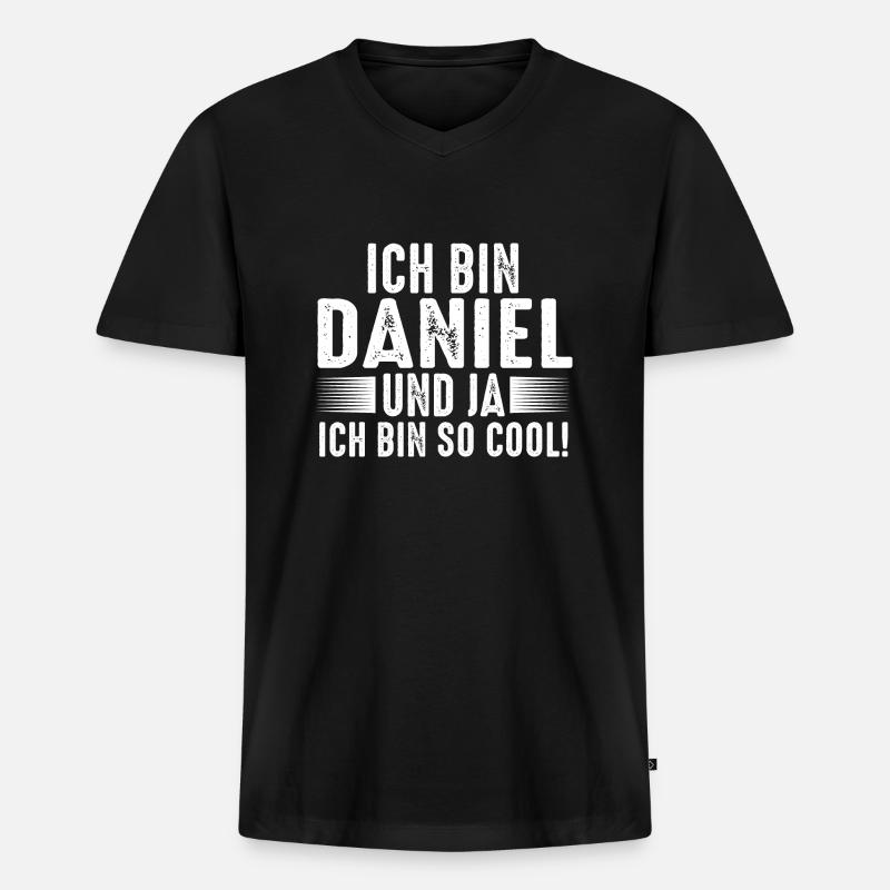 Vorname Daniel - Männer Premium Bio T-Shirt mit V-Ausschnitt - Schwarz