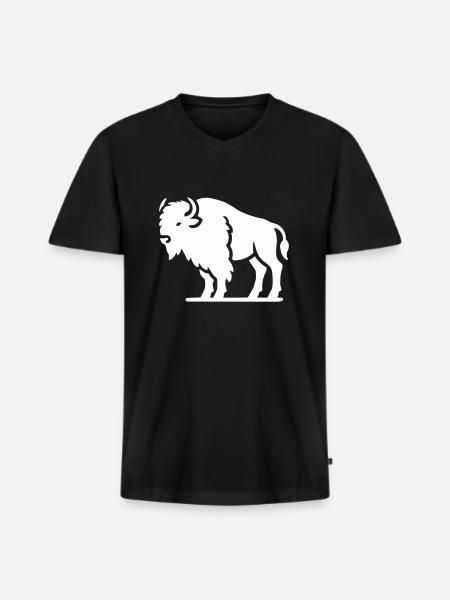 Bison Animal - Men's Premium Organic T-shirt with V-neck - black