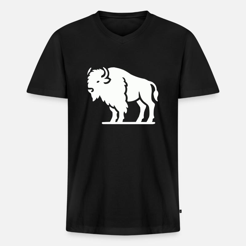 bison tier - Männer Premium Bio T-Shirt mit V-Ausschnitt - Schwarz