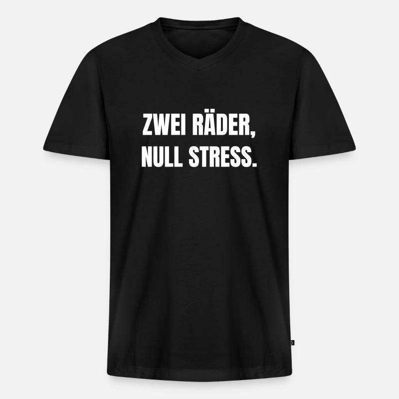 Zwei Räder, Null Stress. - Männer Premium Bio T-Shirt mit V-Ausschnitt - Schwarz