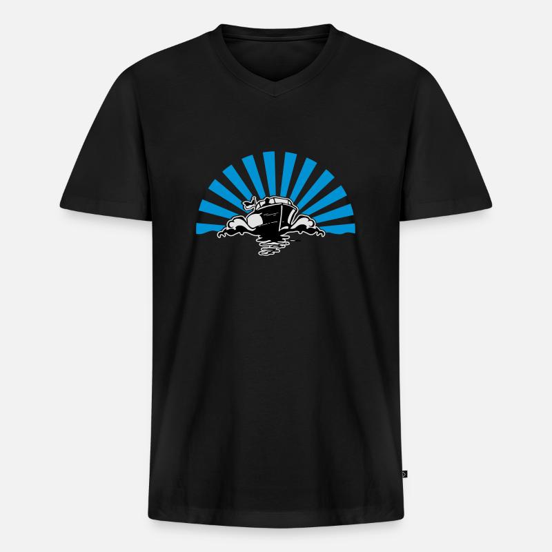 Motorboot 3C - Farbwechsel - Männer Premium Bio T-Shirt mit V-Ausschnitt - Schwarz