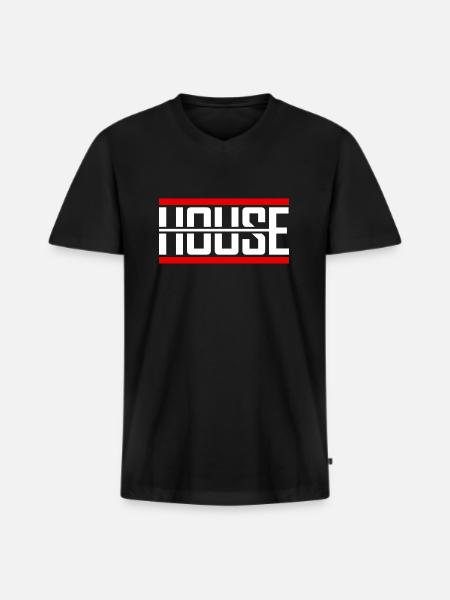 House Music - Men's Premium Organic T-shirt with V-neck - black