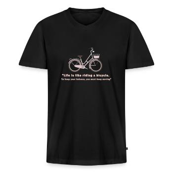 Bicycle life 🚲 - Männer Premium Bio T-Shirt mit V-Ausschnitt - Schwarz - Vorne - Nico (187cm)