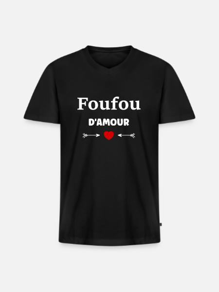 Foufou d'amour - T-shirt encolure en V Premium bio Homme - noir