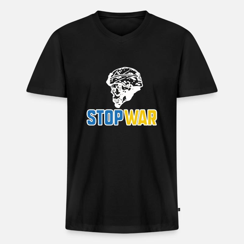 Stoppt den Krieg - Männer Premium Bio T-Shirt mit V-Ausschnitt - Schwarz