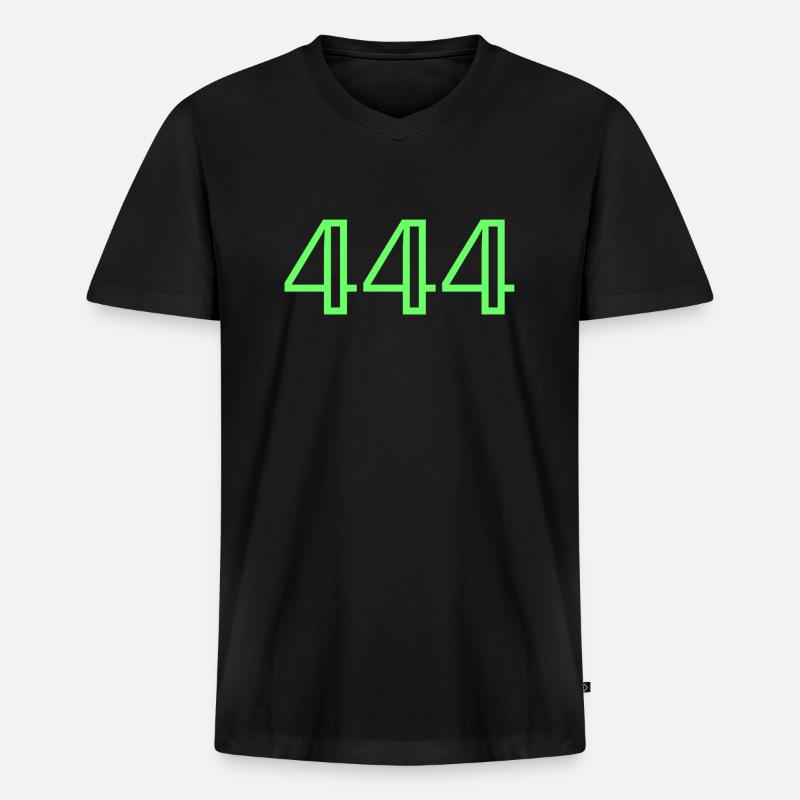 Engelszahlen |444|. - Männer Premium Bio T-Shirt mit V-Ausschnitt - Schwarz