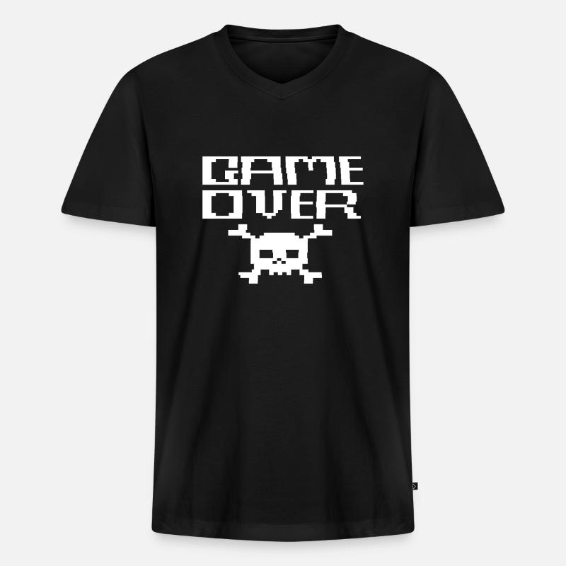 Game Over ASCII - Männer Premium Bio T-Shirt mit V-Ausschnitt - Schwarz