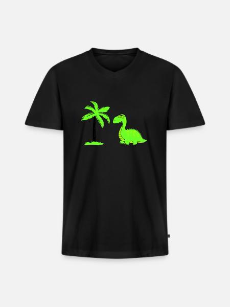 dinosaurier palme 02 - Männer Premium Bio T-Shirt mit V-Ausschnitt - Schwarz