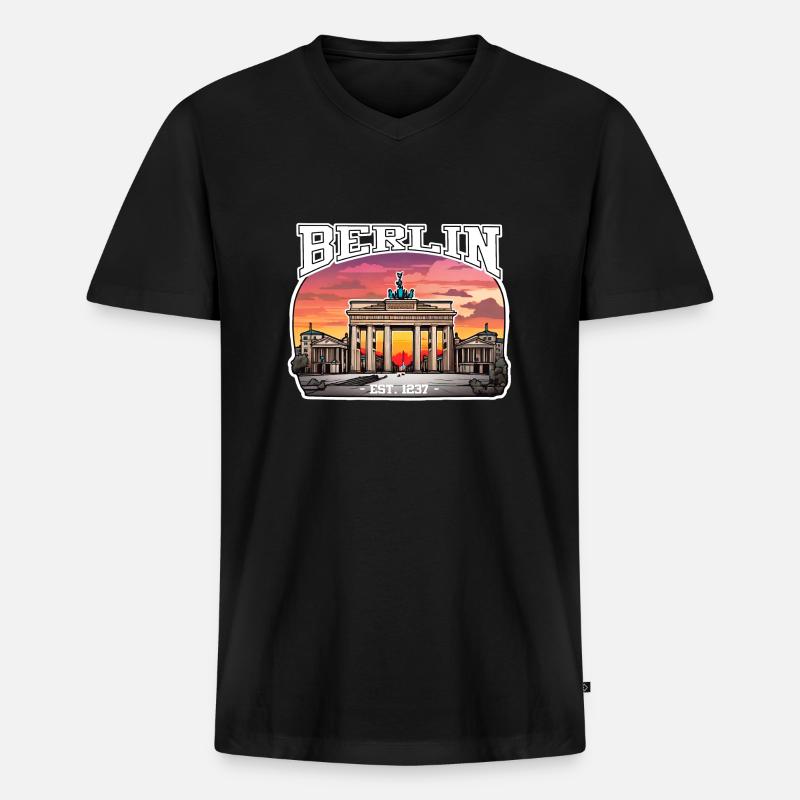 Berlin seit 1237 (2) - Männer Premium Bio T-Shirt mit V-Ausschnitt - Schwarz