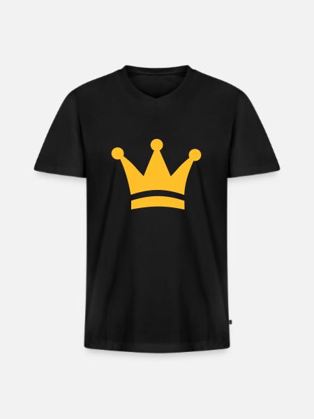 Krone - Männer Premium Bio T-Shirt mit V-Ausschnitt - Schwarz