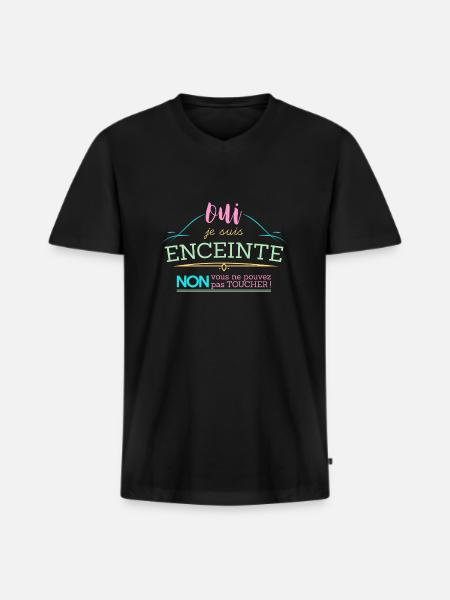 Oui je suis enceinte - T-shirt encolure en V Premium bio Homme - noir