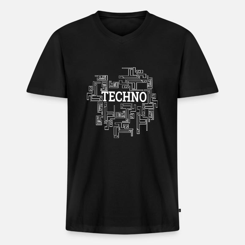 Techno - Männer Premium Bio T-Shirt mit V-Ausschnitt - Schwarz