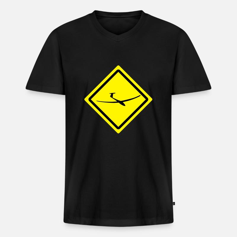 glider roadsign - Männer Premium Bio T-Shirt mit V-Ausschnitt - Schwarz