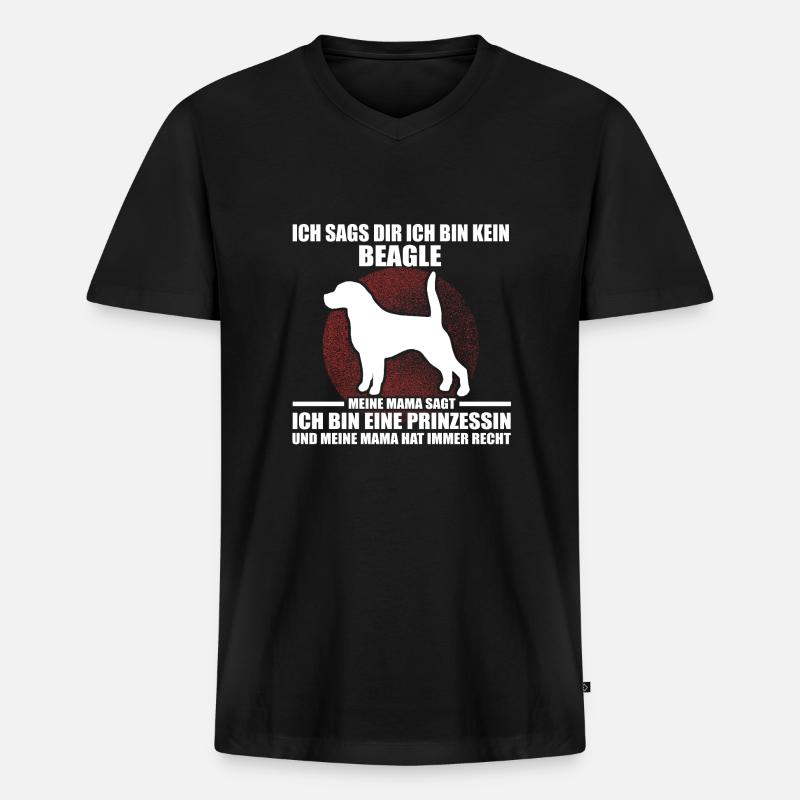 BEAGLE - Männer Premium Bio T-Shirt mit V-Ausschnitt - Schwarz