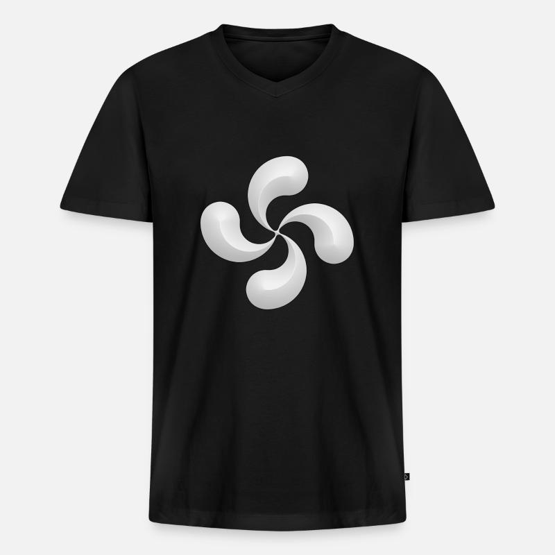 basque_cross_lauburu_8 - Männer Premium Bio T-Shirt mit V-Ausschnitt - Schwarz