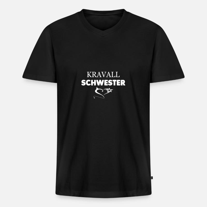 Kravall Schwester. - Männer Premium Bio T-Shirt mit V-Ausschnitt - Schwarz