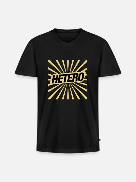 Hetero - was sonst! - Männer Premium Bio T-Shirt mit V-Ausschnitt - Schwarz