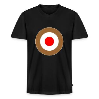 Hamburg Braun Weiss Rot Mod Target DigitalDirekt - Männer Premium Bio T-Shirt mit V-Ausschnitt - Schwarz - Vorne - Nico (187cm)