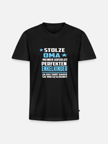 Stolze Oma - Männer Premium Bio T-Shirt mit V-Ausschnitt - Schwarz