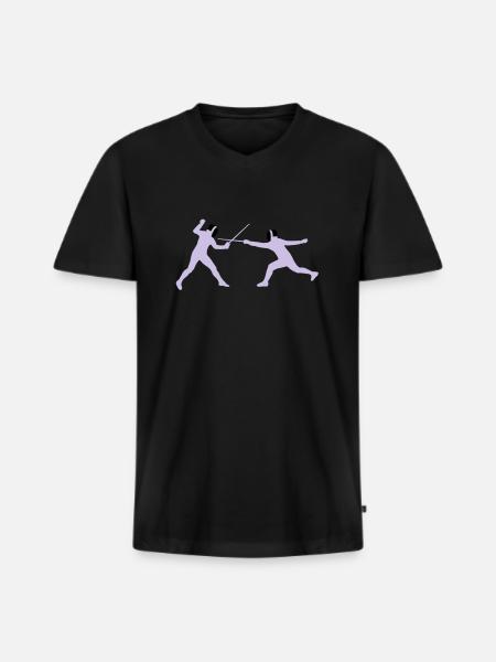 fechter_2c - Men's Premium Organic T-shirt with V-neck - black