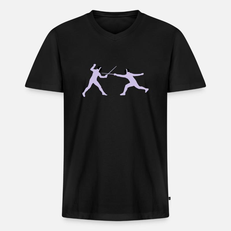 fechter_2c - Männer Premium Bio T-Shirt mit V-Ausschnitt - Schwarz