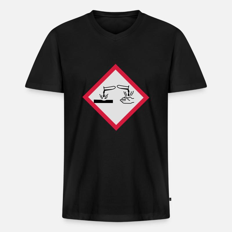 Gefahrstoffe ätzend - Männer Premium Bio T-Shirt mit V-Ausschnitt - Schwarz