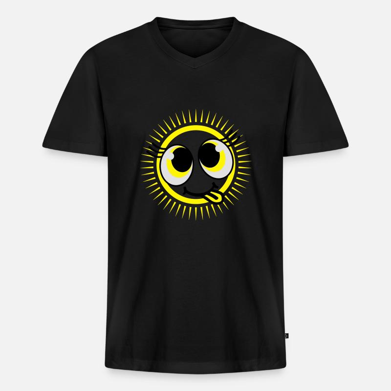 sun_smiley_cute_pi3 - Männer Premium Bio T-Shirt mit V-Ausschnitt - Schwarz