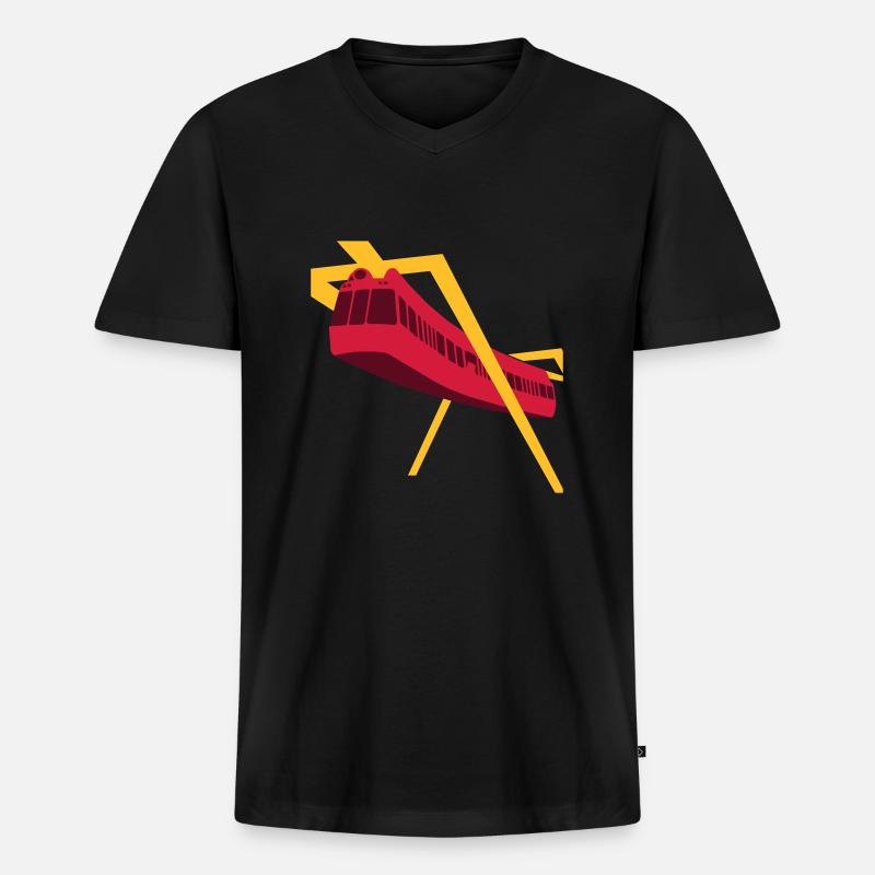 Aerobus Mannheim BUGA 1975 - Männer Premium Bio T-Shirt mit V-Ausschnitt - Schwarz