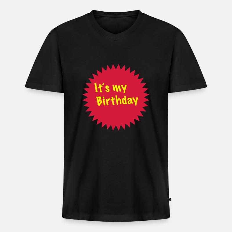 It´s my Birthday 2c - Männer Premium Bio T-Shirt mit V-Ausschnitt - Schwarz