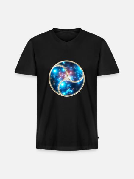 Yin Yang Balance Triskelion Galaxy Star Universe - Männer Premium Bio T-Shirt mit V-Ausschnitt - Schwarz