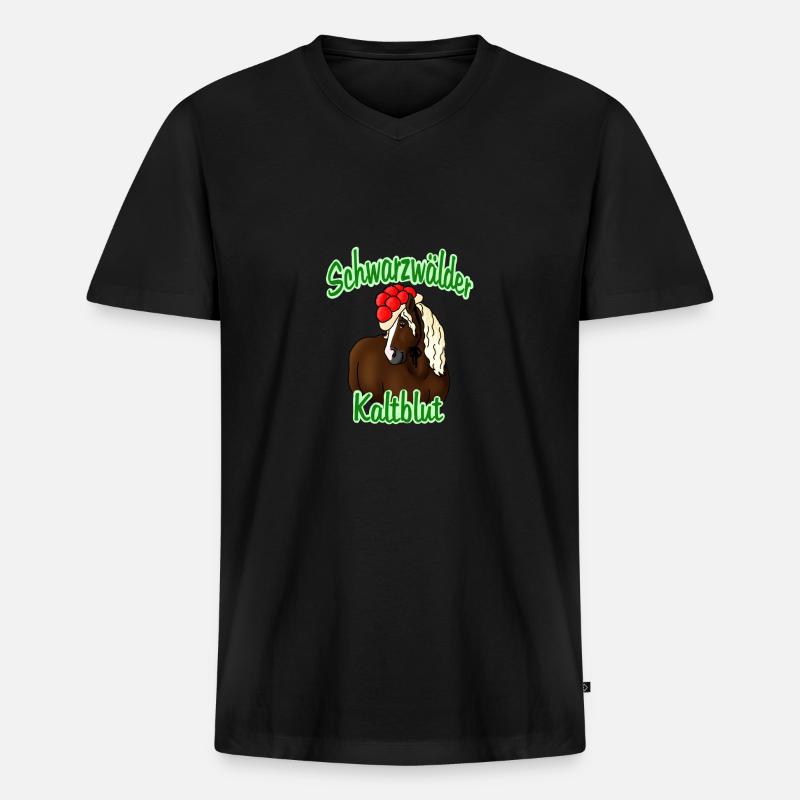 Schwarzwälder Kaltblut - Männer Premium Bio T-Shirt mit V-Ausschnitt - Schwarz