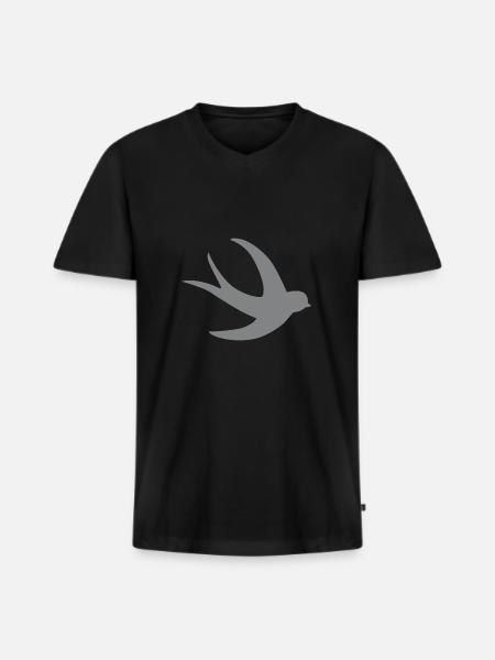 enkelt flygende svale fugl i grå - Premium økologisk T-shirt med V-hals til mænd - sort
