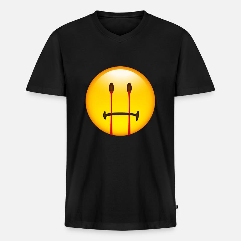 Smiley Halloween - Männer Premium Bio T-Shirt mit V-Ausschnitt - Schwarz