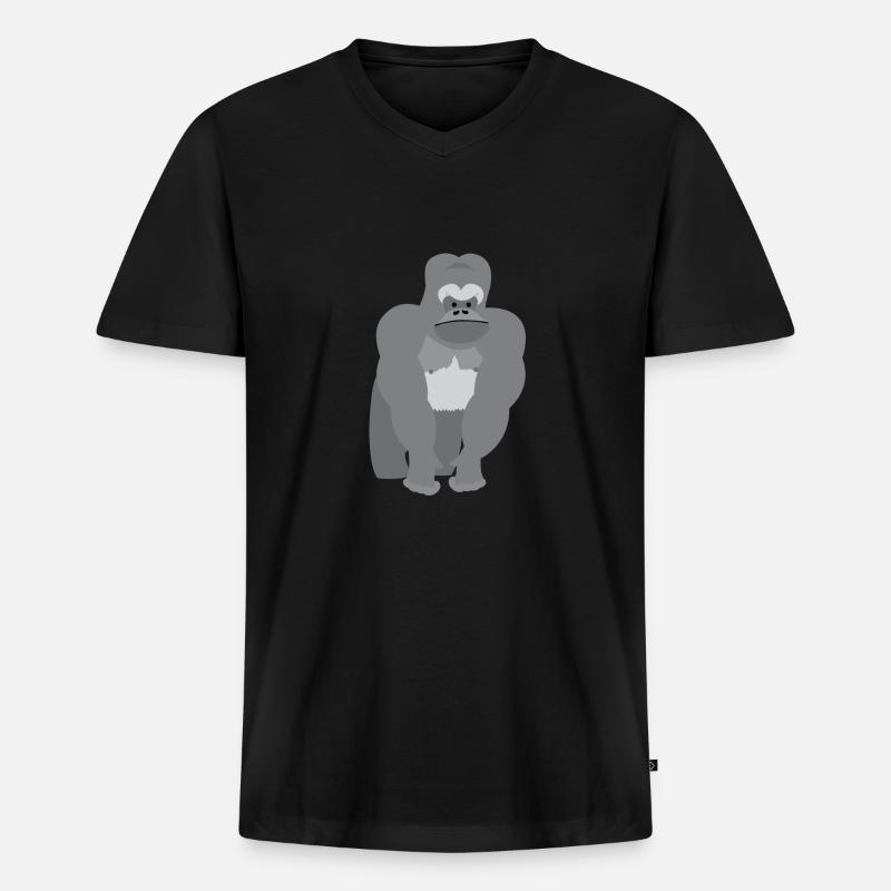 Großaffe Ridgeback Gorilla - Männer Premium Bio T-Shirt mit V-Ausschnitt - Schwarz