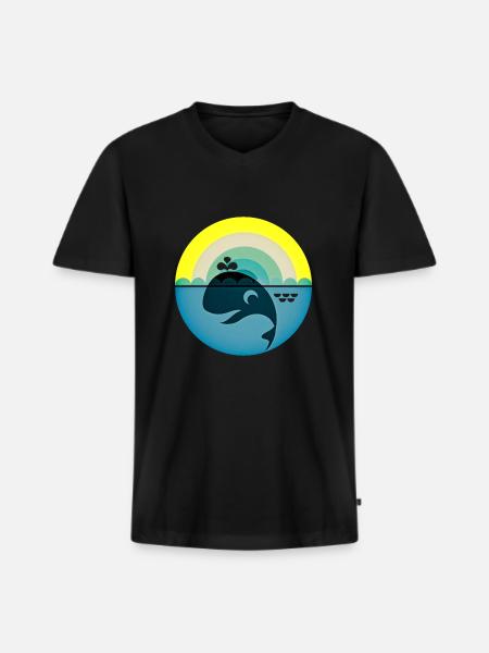 Whale - Men's Premium Organic T-shirt with V-neck - black