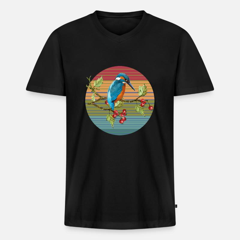 Eisvogel Vogel - Männer Premium Bio T-Shirt mit V-Ausschnitt - Schwarz