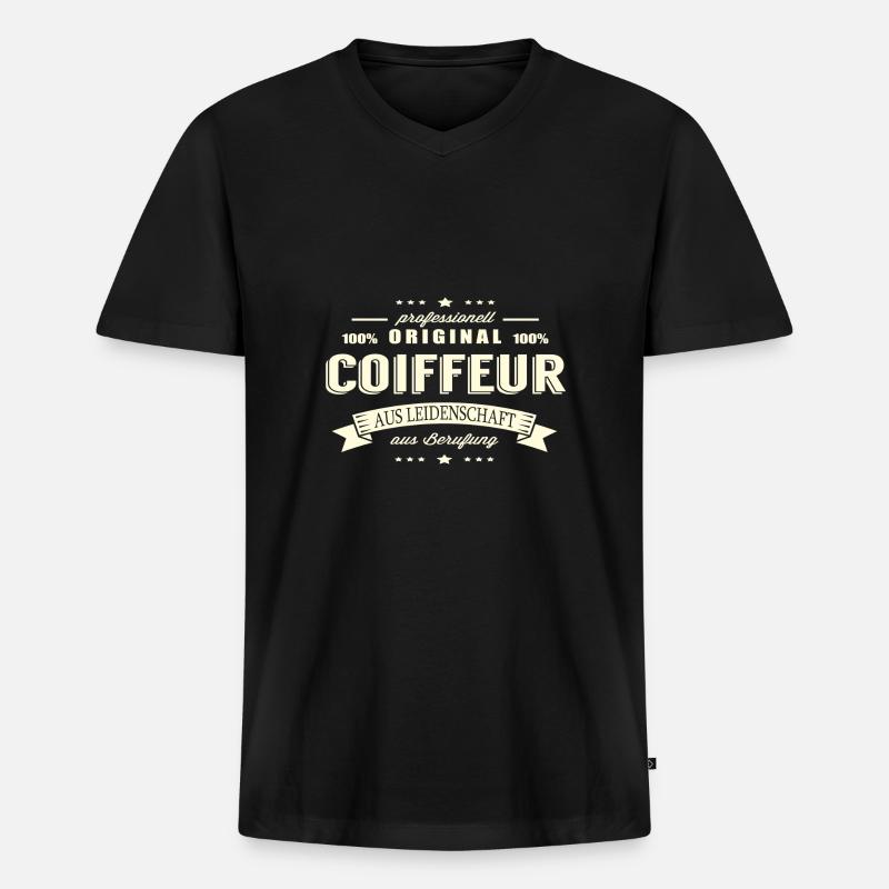 Coiffeur aus Leidenschaft - Männer Premium Bio T-Shirt mit V-Ausschnitt - Schwarz