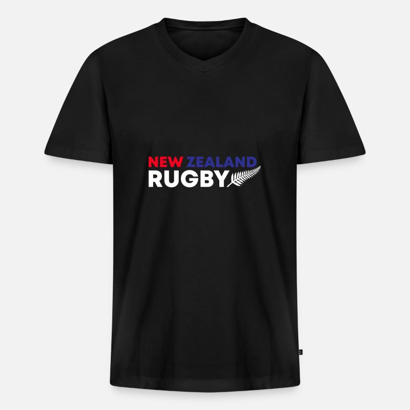 Neuseeland Rugby Fan Geschenkidee - Männer Premium Bio T-Shirt mit V-Ausschnitt - Schwarz