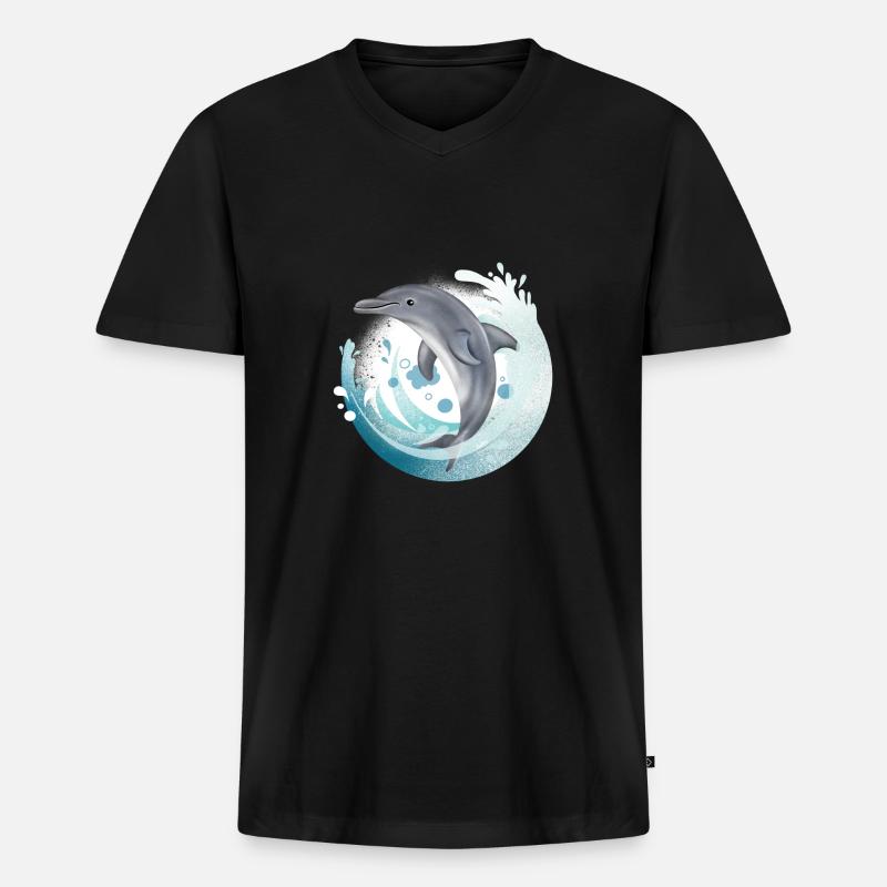 Tauch Dive Dolphin - Delfin - Männer Premium Bio T-Shirt mit V-Ausschnitt - Schwarz