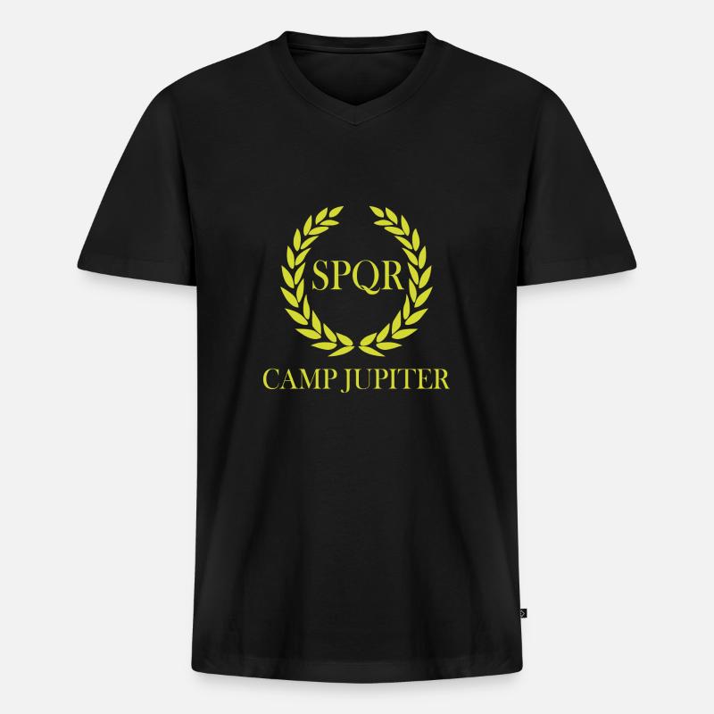Camp Jupiter - Männer Premium Bio T-Shirt mit V-Ausschnitt - Schwarz