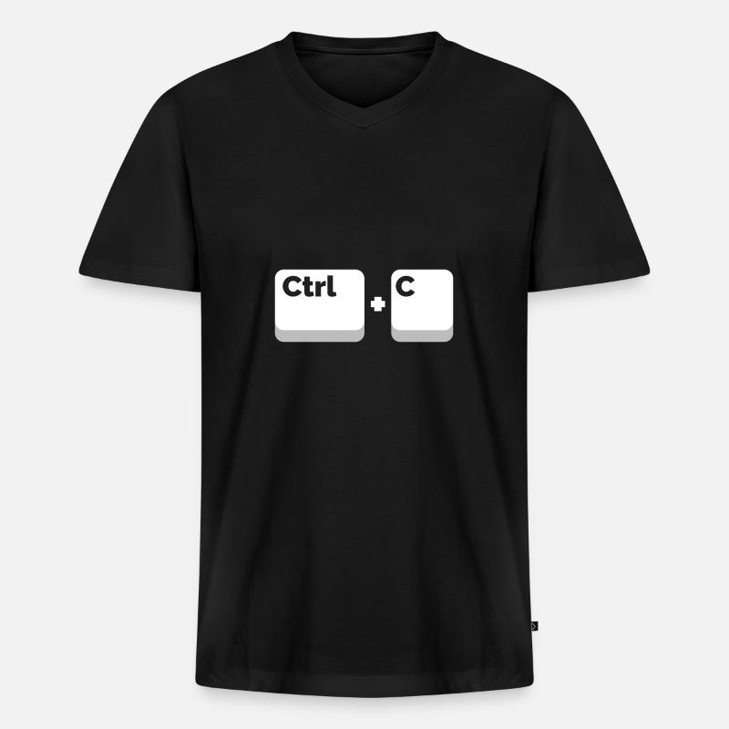 Coppie Ctrl + C gemelli regalo padre e figlio - Maglietta ecologica premium da uomo con scollo a V - nero