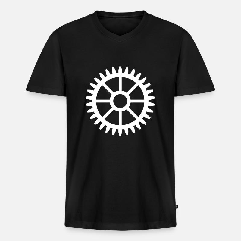 Zahnrad Vorlage Design - Männer Premium Bio T-Shirt mit V-Ausschnitt - Schwarz