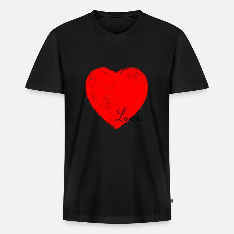 Liebe - Männer Premium Bio T-Shirt mit V-Ausschnitt - Schwarz