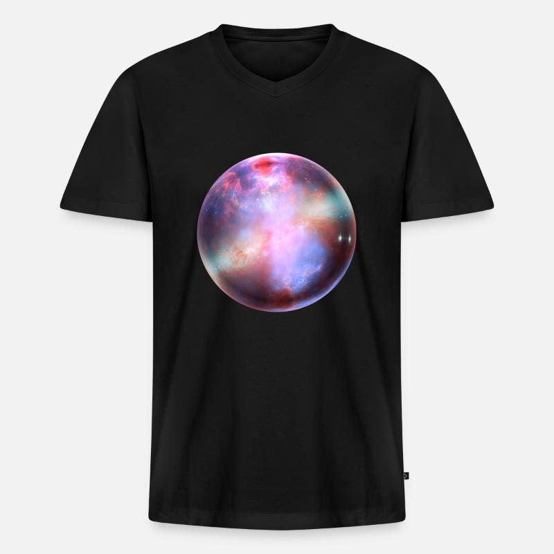 Ein bunter Planet - Männer Premium Bio T-Shirt mit V-Ausschnitt - Schwarz